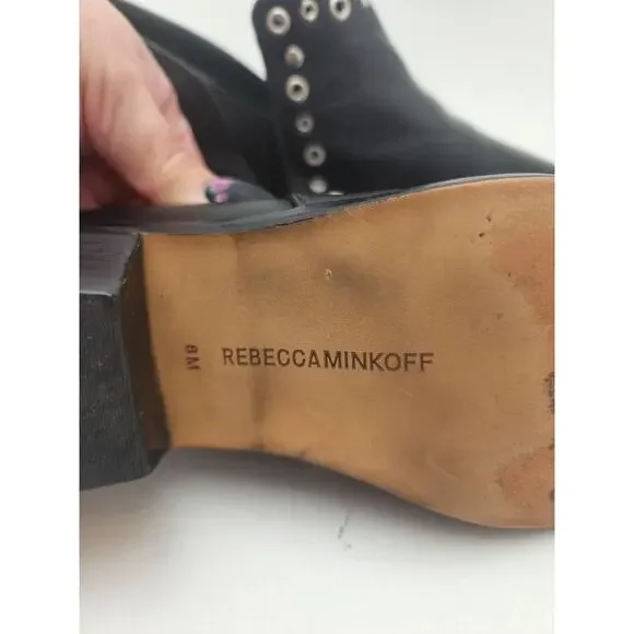 Rebecca Minkoff ANNETTE" LEATHER Studded Booties Women's 8 Black - Picture 13 of 16